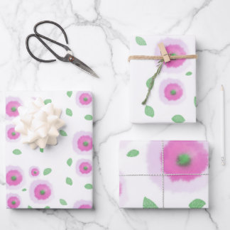 Feuille De Papier Cadeau Fleurs gonflées