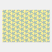 Feuille De Papier Cadeau Fleurs Hawaiiennes Bleues (Devant 2)