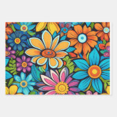 Feuille De Papier Cadeau Fleurs hippies (Devant 3)