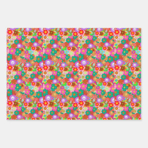 Feuille De Papier Cadeau Fleurs hippies Boho Super rétros