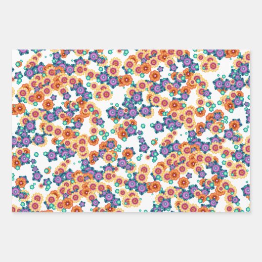 Feuille De Papier Cadeau Fleurs japonaises Abstraites uniques Motif d'art (Devant 2)