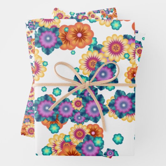 Feuille De Papier Cadeau Fleurs japonaises Abstraites uniques Motif d'art (En situation)