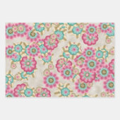 Feuille De Papier Cadeau Fleurs japonaises Abstraites uniques Motif d'art (Devant)