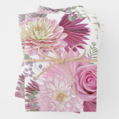 Feuille De Papier Cadeau Fleurs Jardins Roses Mixtes (En situation)