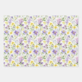 Feuille De Papier Cadeau Fleurs jaunes et violets Imprimer Botanique (Devant)