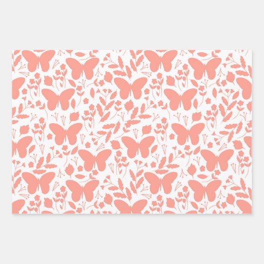 Feuille De Papier Cadeau Fleurs jaunes papillon pastel (Devant 3)