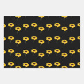 Feuille De Papier Cadeau Fleurs jaunes sur le noir (Devant)