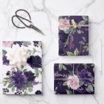 Feuille De Papier Cadeau Fleurs luxuriantes | Motif floral pourpre et rose<br><div class="desc">Joliment accrocheur, mais raffiné, sur le bouquet botanique bohème rustique et chic et moderne peint à la main aquarelle florale bouquet dans des violets audacieux et roses luxueux avec la végétation botanique luxuriante. De la collection "Boho Bloom", cette disposition incorpore un riche bouquet fleur sauvage bohème avec des fleurs éclatantes...</div>