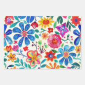 Feuille De Papier Cadeau Fleurs mexicaines colorées (Devant 2)