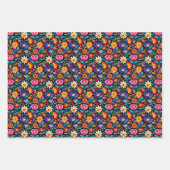 Feuille De Papier Cadeau Fleurs mexicaines de fiesta carrelées (Devant)