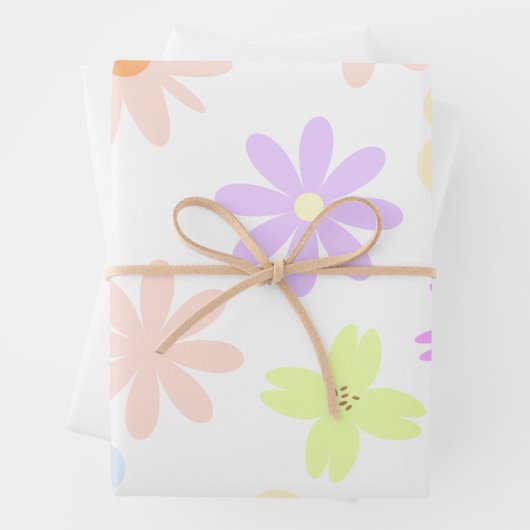 Feuille De Papier Cadeau Fleurs mod Pastel Retro, 80s, 90s (En situation)
