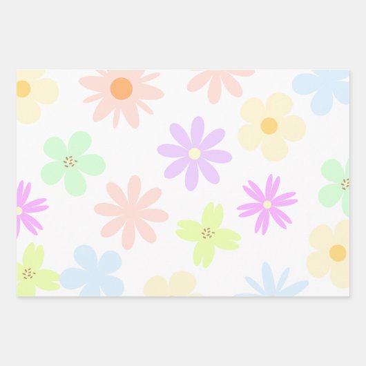 Feuille De Papier Cadeau Fleurs mod Pastel Retro, 80s, 90s (Devant)