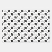 Feuille De Papier Cadeau Fleurs noires et Couronnes d'argent (Devant)