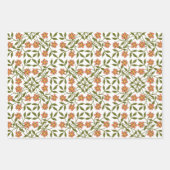 Feuille De Papier Cadeau Fleurs orange, Motif Floral, Verdure, Boho (Devant)