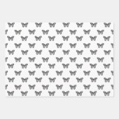 Feuille De Papier Cadeau Fleurs Pastel Papillon Noir (Devant)