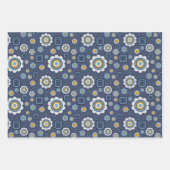 Feuille De Papier Cadeau Fleurs, Résumé Et Pois (Devant)