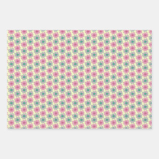 Feuille De Papier Cadeau Fleurs rétro d'été
