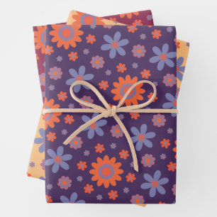 Feuille De Papier Cadeau Fleurs Rétro Plaisir les années 70 Hippie Daisy Mo
