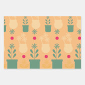 Feuille De Papier Cadeau Fleurs rétro Poted Jaune Jardin Motif (Devant 2)