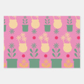 Feuille De Papier Cadeau Fleurs rétro Poted Jaune Jardin Motif (Devant)