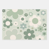 Feuille De Papier Cadeau Fleurs rétro Sage Vert Abstrait Floral (Devant)