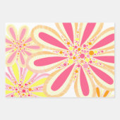 Feuille De Papier Cadeau Fleurs rose et jaune (Devant 3)