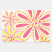 Feuille De Papier Cadeau Fleurs rose et jaune (Devant)