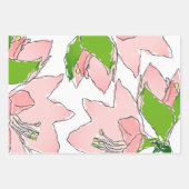 Feuille De Papier Cadeau Fleurs rose et verte (Devant)