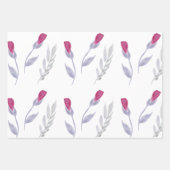 Feuille De Papier Cadeau Fleurs rose gris Anniversaire (Devant 2)