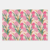 Feuille De Papier Cadeau Fleurs roses (Devant)