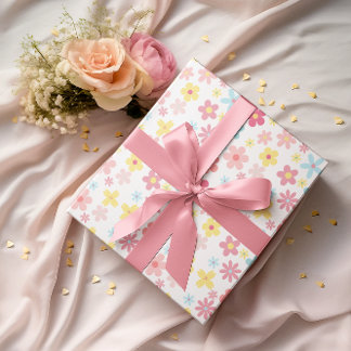 Feuille De Papier Cadeau Fleurs roses Anniversaire Baby shower Pastel Cute