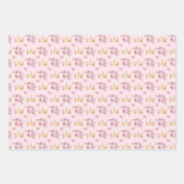 Feuille De Papier Cadeau Fleurs roses et Couronnes d'or (Devant 3)