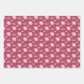Feuille De Papier Cadeau Fleurs roses et Couronnes d'or (Devant 2)