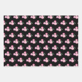 Feuille De Papier Cadeau Fleurs roses et Motif de verdure (Devant 3)