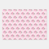 Feuille De Papier Cadeau Fleurs roses et Motif de verdure (Devant 2)
