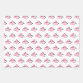 Feuille De Papier Cadeau Fleurs roses et Motif de verdure (Devant)