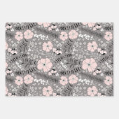 Feuille De Papier Cadeau Fleurs Roses Noir Botanique Découpage Cadeau (Devant 2)