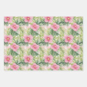 Feuille De Papier Cadeau Fleurs roses tropicales Palm Trees Mariage (Devant)