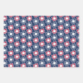 Feuille De Papier Cadeau Fleurs rouges, blanches et bleues (Devant 3)