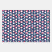 Feuille De Papier Cadeau Fleurs rouges, blanches et bleues (Devant 2)