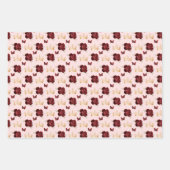 Feuille De Papier Cadeau Fleurs rouges bourguignonnes et Couronnes d'or (Devant 3)
