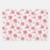 Feuille De Papier Cadeau Fleurs Rouges Chic (Devant 3)