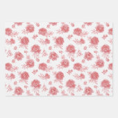 Feuille De Papier Cadeau Fleurs Rouges Chic (Devant)