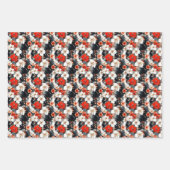 Feuille De Papier Cadeau Fleurs rouges et blanches sur marbre (Devant 2)