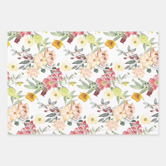 Feuille De Papier Cadeau Fleurs rouges et jaunes (Devant 3)