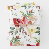 Feuille De Papier Cadeau Fleurs rouges et jaunes (En situation)