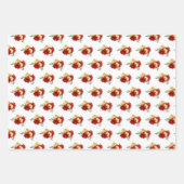 Feuille De Papier Cadeau Fleurs rouges et Motif vert (Devant)