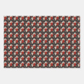 Feuille De Papier Cadeau Fleurs rouges, noires et blanches (Devant 3)