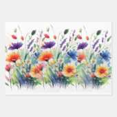 Feuille De Papier Cadeau Fleurs sauvages aquarelle Anniversaire Enterrement (Devant 3)