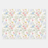 Feuille De Papier Cadeau Fleurs sauvages de couleur rose jaune bleu Style a (Devant 2)